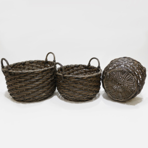 Juego de cestas de resina redondas tejidas a mano, estilo rústico, ratán polivinílico, varios tamaños de Vietnam, para cajas y contenedores de almacenamiento - Product Image 3