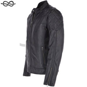Premium personalizar chaqueta de motorista de cuero para hombre negro elegante duradero atemporal chaqueta de cuero Vintage para hombres - Product Image 2