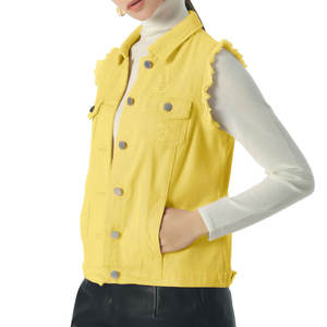 Gilet en jean respirant et élégant pour femmes, tenue streetwear, coupe classique ajustée, vêtement décontracté, gilet en jean de haute qualité pour femmes - Product Image 4
