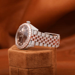 Montre Hip Hop de luxe pour hommes en acier inoxydable or rose montre-bracelet analogique de 22mm en verre - Product Image 2