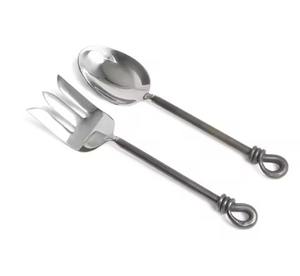 Cubiertos de Acero Inoxidable Chapados en Oro, Servidor de Ensalada con Mango en Forma de Hoja, Elegante Servidor de Ensalada con Acabado Espejo - Product Image 4