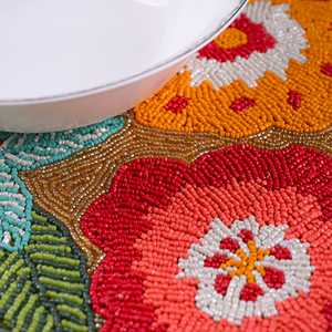 Mantel individual de lujo bordado a mano con cuentas, diseño floral tradicional, base de satén antideslizante, para Navidad, hogar, encaje tejido. - Product Image 5