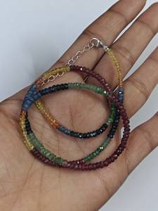 Collar de varias piedras preciosas de 3-4mm zafiro rubí Esmeralda con cuentas Rondelle Strand delicado capas joyería regalo para ella - Product Image 4