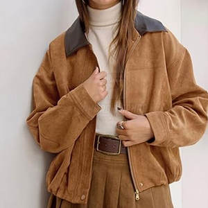 Chaqueta de Punto de Cuero de Gamuza para Mujer, Textura Suave, Transpirable, Ecológica, para Looks Urbanos a la Moda - Product Image 2