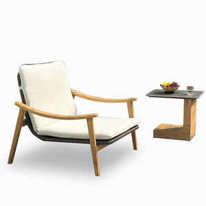 Luxury Hotel Teak <b>Wood</b> Garden Chair Patio Leisure Wicker Lounge Chair Solid <b>Wood</b> Frame PE Round Rattan Outdoor <b>Armchair</b> - Product Image 3
