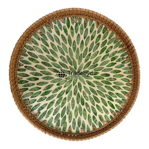 Handcrafted Modern Rattan Multi-Purpose Serving Tray Premium Quality Elegant <b>Home</b> <b>Decor</b> Organizer Tradebyd - Product Image 1
