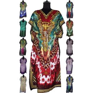 Caftán largo de diseñador indio para mujer, ropa de dormir de talla grande de tela de seda 100% para mujer - Product Image 4