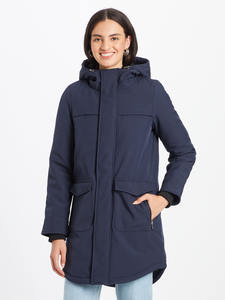 Vente en gros de parka Maastricht bleu nuit pour femmes veste d'hiver courte respirante à bulles matelassée en peluche tricotée - Product Image 6