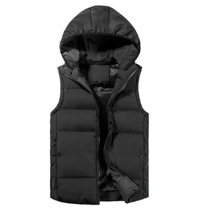 Belle couleur noire élégante veste d'hiver à capuche sans manches avec poches avant pour les femmes à bas prix - Product Image 1