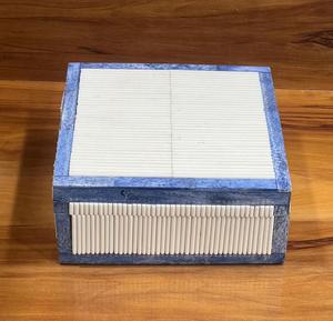 HF artisanat concepteur bambou motif carré en bois boîte à bijoux décoratif os incrustation articulé organisateur souvenir stockage - Product Image 4