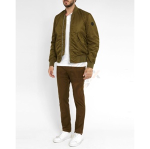 <b>Men's</b> Classic Olive <b>Green</b> Bomber <b>Jacket</b> <b>Waterproof</b> Lightweight Casual Style Outdoor Coat Wholesale - Product Image 2
