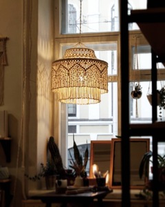 Bohême coton décor à la maison gland frange abat-jour macramé lampe suspension lumière plafond lustres pendentif abat-jour - Product Image 3