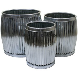 Set Of 3 Different Sizes Metallic Tin Flower <b>Planters</b> and Pots Greatest Quality High Demanding Round Shape Decorative <b>Planters</b> - Product Image 1