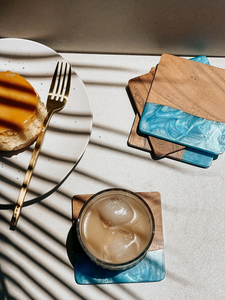 ที่รองแก้วไม้เป็นมิตรกับสิ่งแวดล้อมทำจากเรซินงานฝีมือสไตล์นางฟ้าที่ทันสมัยทำด้วยมือสำหรับธุรกิจและของขวัญ - Product Image 4