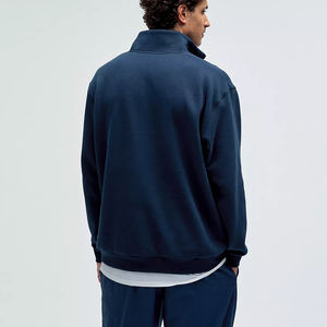 Sweat-shirt Homme en Molleton Tricoté Demi-Zip de Qualité Supérieure Ville Sports, Motif Uni Teint en Fil, Logo Personnalisé - Product Image 2