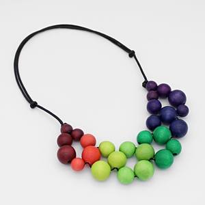 Collier de perles multicolores en résine fait à la main Vintage Cotton Cord Latest Wooden Necklace for Women Christmas Gift - Product Image 1