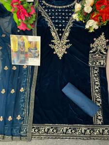 Filet lourd exclusivement tendance avec séquence de broderie Costume Salwar pakistanais disponible à un prix abordable - Product Image 2