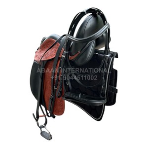 Selle en cuir sculptée Western Ensemble complet de selle d'équitation avec bride et étriers | Selle en cuir sculptée professionnelle - Product Image 3