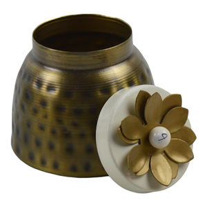 Diseño de acabado múltiple decorativo, tarro de galletas, macetas de galletas chapadas y pintadas y contenedor, maceta de caramelo de diseño metálico - Product Image 5