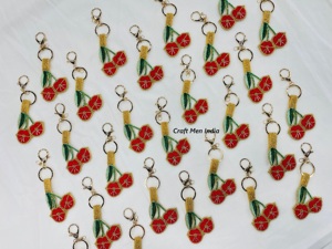 Customized cherry Multicolor Indian Hand Embellished Seed Beaded Key Chains Trendy <b>Hairbands</b> with Beaded Key Chains - Product Image 6