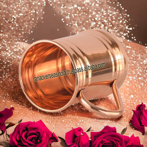 แก้วมอสโกมิวล์ทำจากทองแดงแท้สไตล์มินิมอสต์งานทำมือฟรีสำหรับเสิร์ฟเบียร์และเครื่องดื่มเย็น - Product Image 4