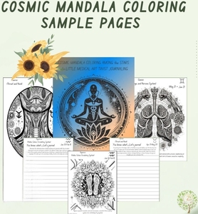 Libro da colorare e di journaling con mandala cosmici e segni zodiacali |   Quaderno di Mindfulness e Arte Medica, 59 Pagine, Formato 8.5x11 Pollici - Product Image 4