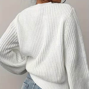 Suéter Vintage Suave para Otoño, Invierno y Primavera, Corte Holgado, Cuello Redondo, Sin Elástico, para Uso Diario y Formal, con Logotipo Frontal - Product Image 2