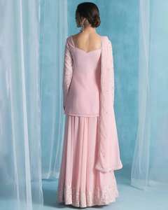 Traditionnel ethnique indien pakistanais Salwar Kameez ensemble Georgette séquence travail entièrement cousu séchage rapide toutes les saisons pour la fête - Product Image 2