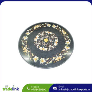 Dessus de table en incrustation de marbre Assemblage facile Meubles de maison Artisanat floral Pietre Dure Incrusté Semi-précieux Fait à la main Design moderne Noir - Product Image 5