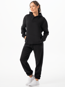 Sudadera con capucha negra de calidad superior con cremallera de gran tamaño para mujer, sudaderas con capucha en blanco antiarrugas y transpirables para mujer - Product Image 6