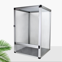 Cage pour animaux de compagnie en aluminium noir argenté pour Reptiles Dragons barbus Écran en plastique Air