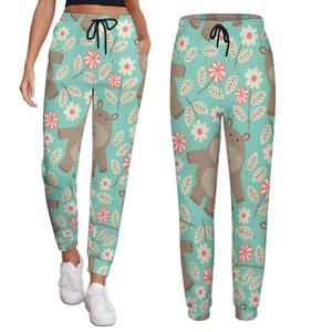 Pantalones ajustados de tela polar de algodón con cintura ajustable para mujer - Product Image 3