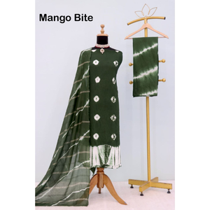 Costume indien bandhani en coton pur viscose Ensemble Kurta pour femmes Coton avec doublure séquence viscose Dupatta Royal Export - Product Image 3