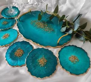 Plateau en résine avec petites pièces en résine Plateau de service et organisateur décoratif élégant pour la cuisine et la salle à manger de l'Inde - Product Image 6