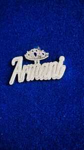Pendentif breloque personnalisé en argent sterling 925 avec lettre et couronne, serti de moissanite et de diamants, haute brillance, pour homme et femme - Product Image 5