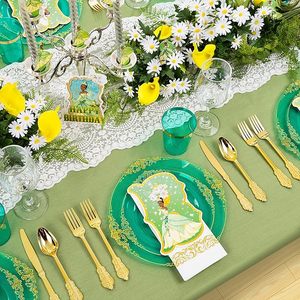 175 pièces ensemble de vaisselle en plastique transparent et doré assiettes de chargeur assiette en gros pour la fête de mariage pour 25 invités - Product Image 3