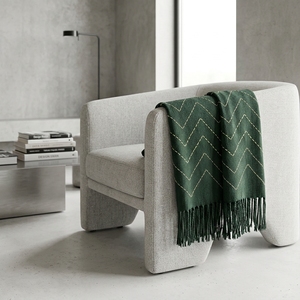 Manta Decorativa Ligera de Tela Suave Tejida en Zigzag, Color Verde Oliva, para Sofá, Cama, Hogar - Product Image 3