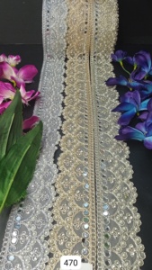 Luxury Mirror Lace Fabric with Intricate Embroidery Fast Shipping Handcrafted Mirror Embroidery Lace Ideal for Ethnic - Product Image 4