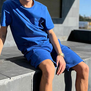 Conjunto de ropa a juego para hombre, camisa informal y pantalones cortos, mezcla de algodón suave, ropa de playa, conjunto combinado de manga corta para hombre de otoño - Product Image 6