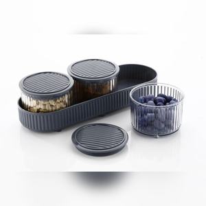 Conteneur à fruits secs en plastique Aalok exclusif, 500g, 3 compartiments, couvercle amovible, solution de rangement multifonctionnelle pour usage domestique - Product Image 1