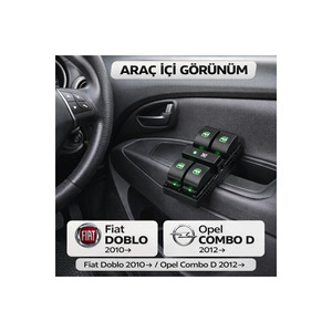 Nuevo Juego de Interruptores de Ventana con Luz Verde de 12 Pines para Fiat Doblo 2010/Opel Combo D 2012, Repuestos para City/Delivery/Express 735498686 - Product Image 3