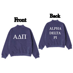 Sudadera de punto con logotipo bordado personalizado para mujer, sudadera con soporte de tinte de corbata, botón de cuello simulado, lateral Alpha Delta Pi, Otoño Invierno - Product Image 4