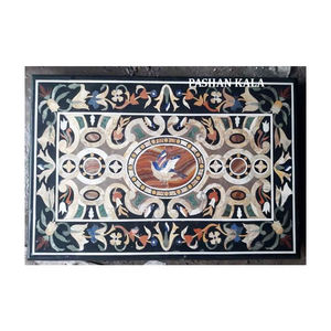 Exportateur et fournisseur de dessus de table rectangulaire en marbre noir incrusté de pierre dure de haute qualité, fait à la main, pour usage domestique - Product Image 1