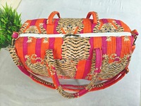 Le Souvenirs Sac de voyage de luxe matelassé fait main, grande capacité, style décontracté et sportif, imprimé tigre, en coton, avec fermeture éclair