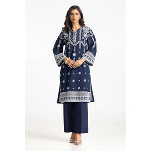 Pakistán estilo indio transpirable ligero damas 3 piezas Sami Salwar Kameez vestido bordado Formal Color sólido personalizado - Product Image 1