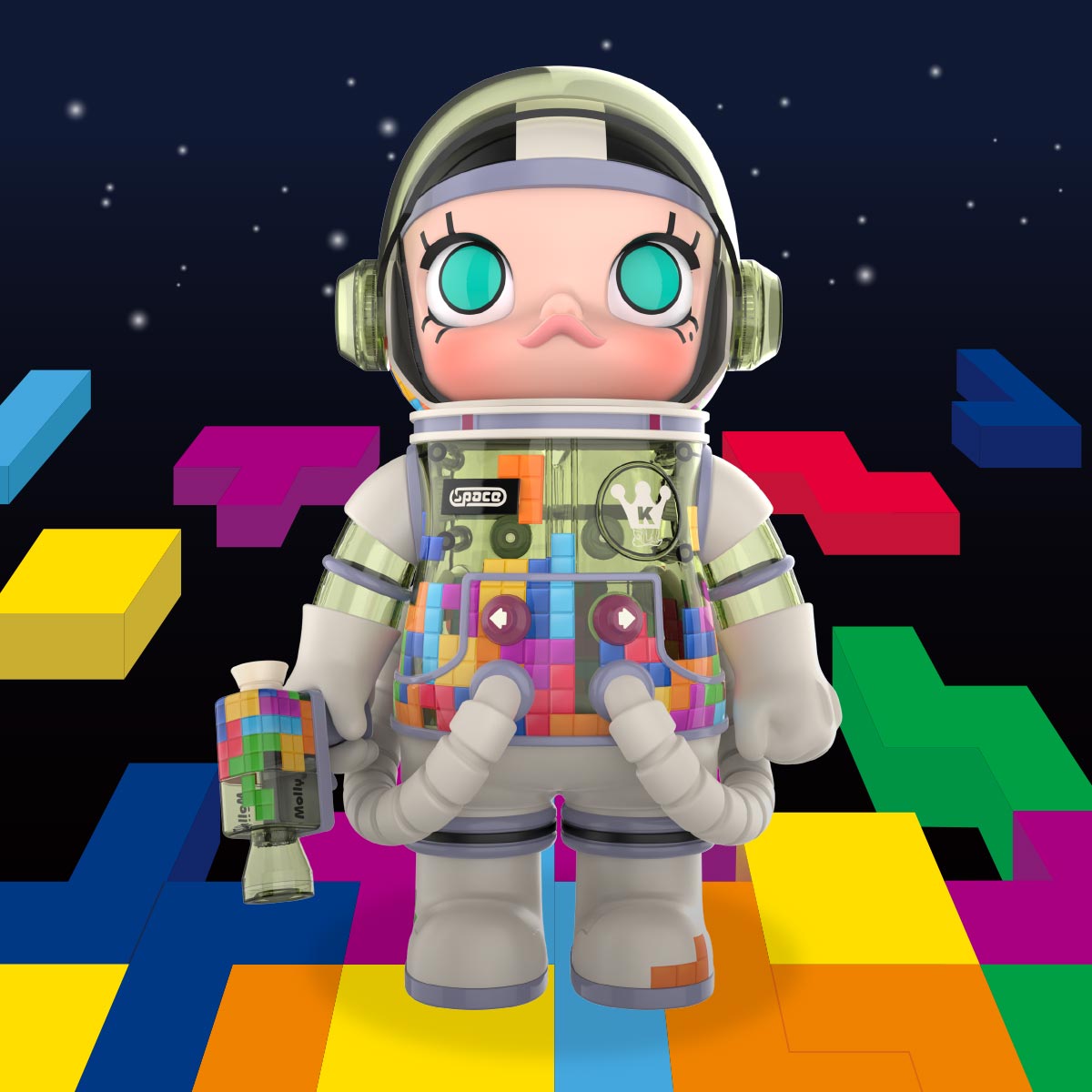 POP MART MEGA SPACE MOLLY 400% TETRIS Retro Game Edition with PVC