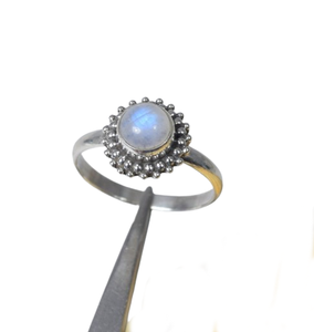 <b>Handmade</b> Ring <b>Jewelry</b> Best Classic Design Ring <b>Handmade</b> 925 Solid Sterling Silver Natural Blue Fire Rainbow Moonstone 925 Stamp - Product Image 1
