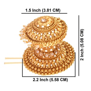 Bijoux traditionnels indiens accessoires épingle à cheveux plaqué or fausse perle cristal mariée mariage bijoux de cheveux pour femmes, or - Product Image 2