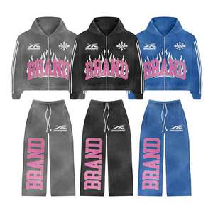 ชุดวอร์มแขนยาวมีซิปสำหรับผู้ชายผ้าฟลีซนุ่มใส่สบายพิมพ์ลายสกรีนไซส์ใหญ่พิเศษสำหรับฤดูหนาว - Product Image 1