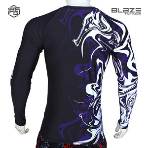 Personnalisable Rash Guard à manches longues pour hommes MMA Rash Guard Sublimation Logo pour BJJ Arts Martiaux - Product Image 4